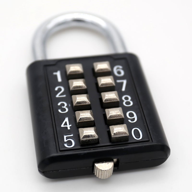 TEMEILI MIONI 10 Digit Push Button Combination Padlock, 5 Digit Locking Mechanism, Black - Image 1